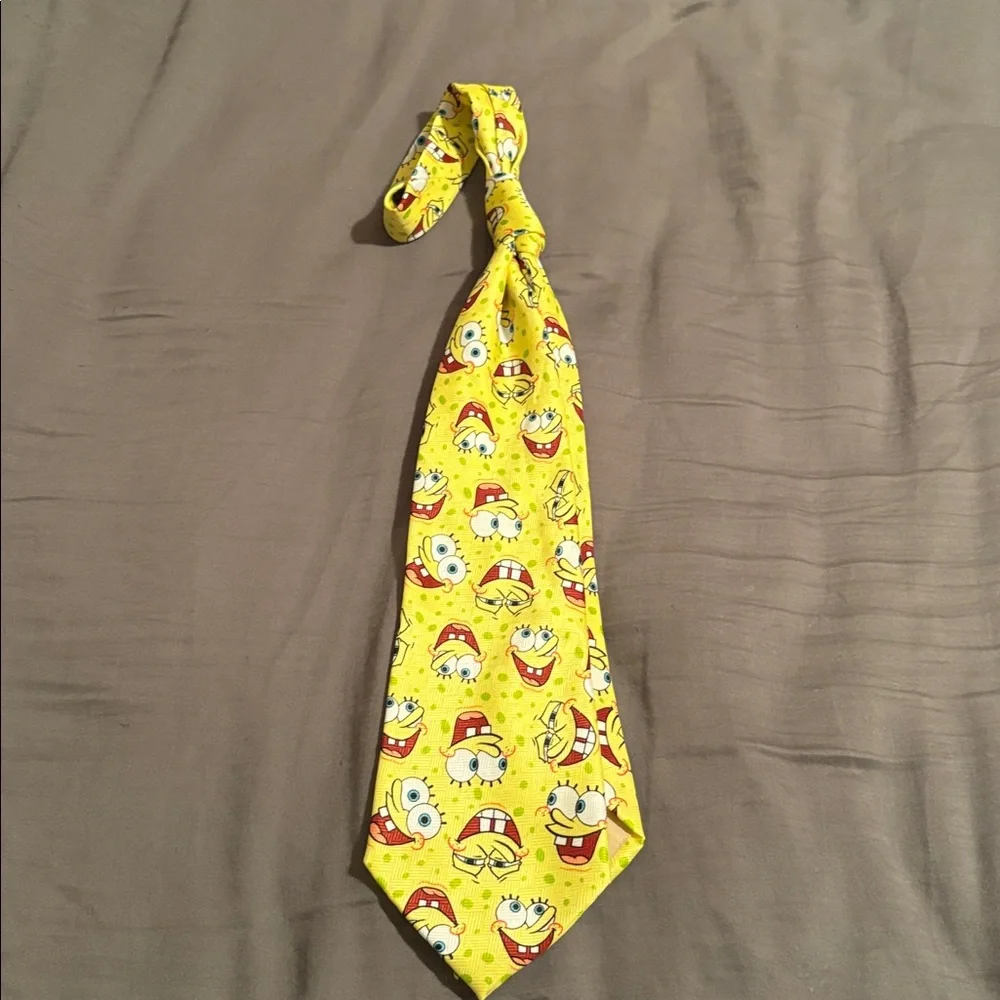 Nickelodeon Yellow Kids Tie with Cartoon Characters